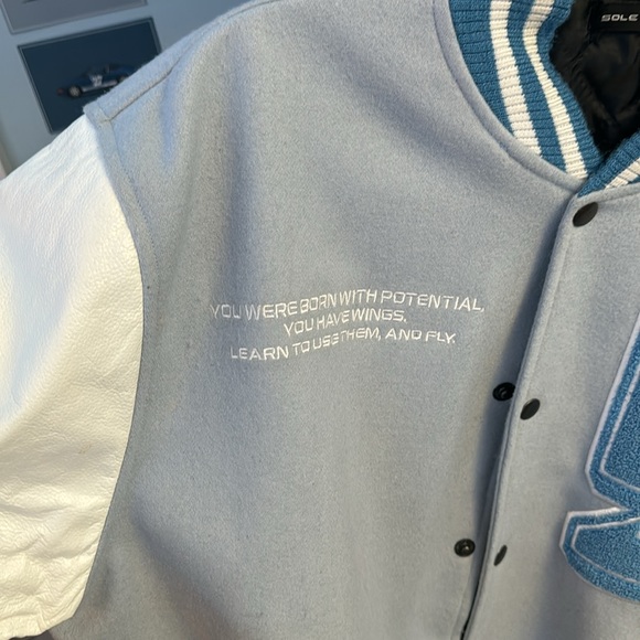 SOLE ET AL BABY BLUE VARSITY JACKET - Picture 3 of 7